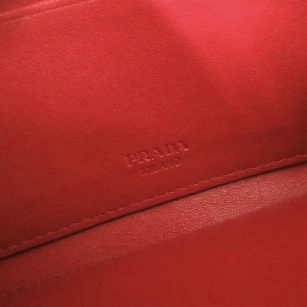 Prada 1 M1437 Nylon Leather Red Shoulder Wallet Long Wallet Red 1800 - Picture 7 of 8